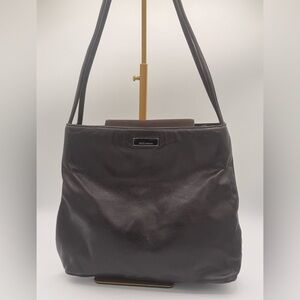 Vintage Enzo Angiolini Dark Brown Leather Shoulder Bag – Minimalist Style